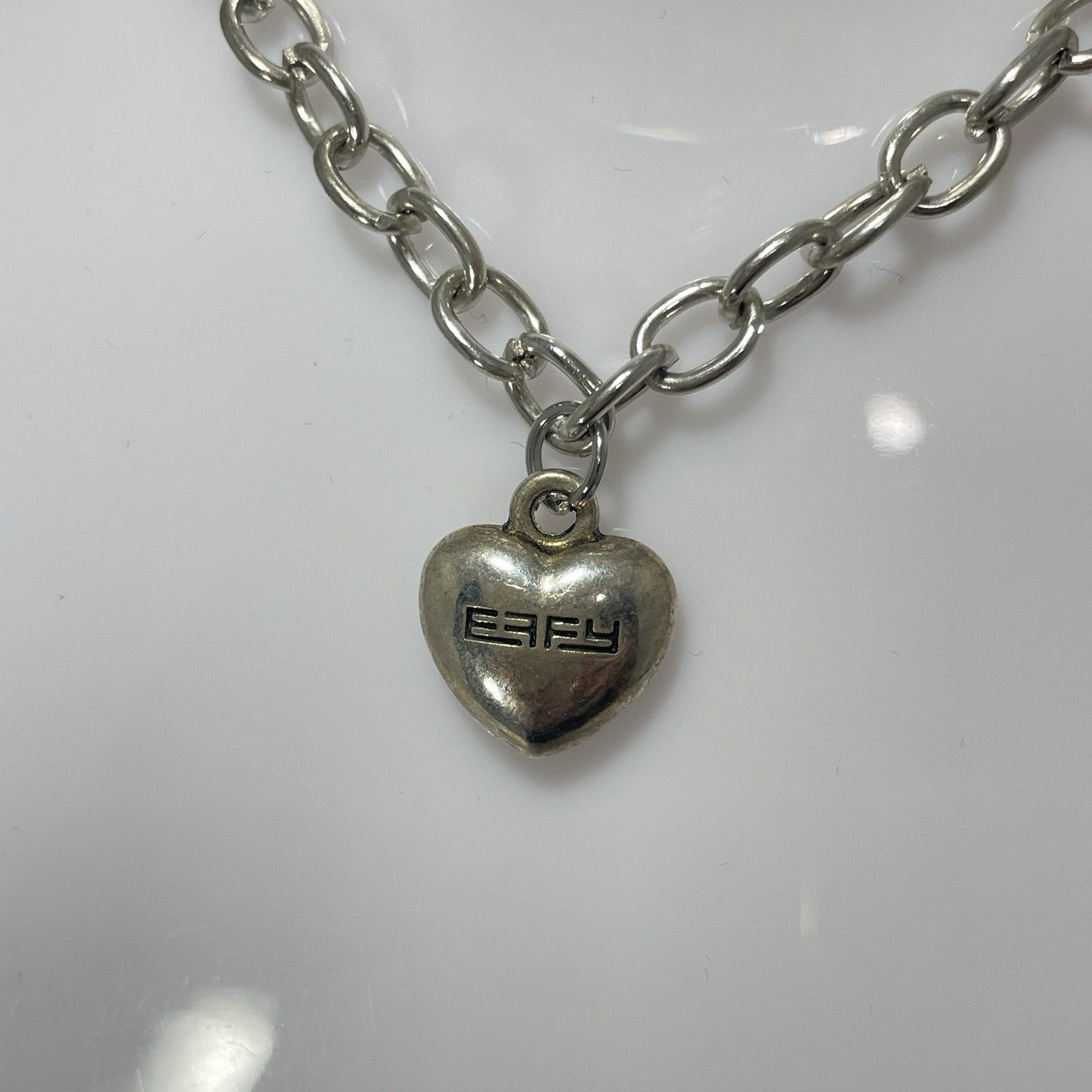 Vintage Silver Tone Effy Heart Charm Bracelet 8 14$